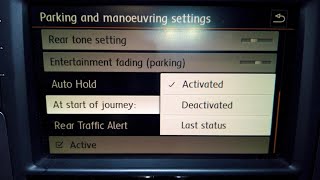 VW Golf MK7 5G Auto Hold memory from infotainment activation [upl. by Annayoj]