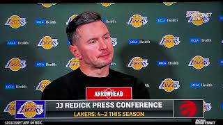 JJ Redick post game interview and highlights after Lakers defeat Raptors 131125 [upl. by Rockey]