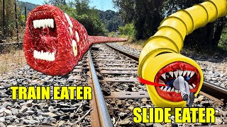 SCP SLIDE VS TRAIN EATER FILMÉ DANS LA VRAIE VIE  TRAIN EATER Mange BLIPPI [upl. by Wolfram341]