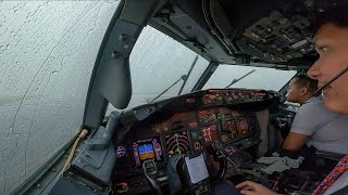 PILOTING BOEING 737800 THROUGH THE WORST WEATHER EVER  THUNDERSTORM RAIN ‼️ [upl. by Ehc]