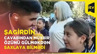 Dördüncü sinif şagirdindən müxbiri mat qoyan cavab  Bilik günündən maraqlı görüntülər [upl. by Coretta]