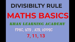 Divisibility RulesMaths Basic Lecture 08 Khan learning Academy NTS FPSC KPPSC ATS [upl. by Daitzman]