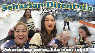 SEHARIAN DIATUR DESTI MAIN SALJU amp BELAJAR SKI SAMPE BISA ⛷️ [upl. by Horick]