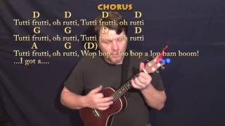 Tutti Frutti Little Richard Ukulele Cover Lesson in D with ChordsLyrics [upl. by Ika]