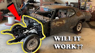 Barn find 1969 GTO is a roller again Finally finished the front suspension [upl. by Januisz139]