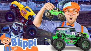 Learning Monster Trucks with Blippi Toys  Vehicles For Children  Educational Videos for Kids [upl. by Cecily]