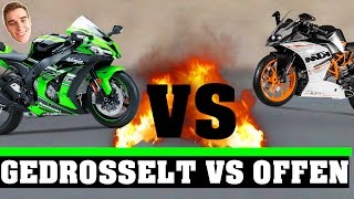 MOTORRAD GEDROSSELT VS OFFEN [upl. by Sirahs]