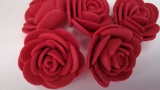 How to make a rose flower  රෝස මලක් හදමු foam sheet flowers how to make foam rose flower [upl. by Ayeki]