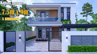 Modern small House 2storey  75m x 9m with 5Bedrooms [upl. by Bridges458]