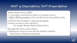 MMT is Descriptive NOT Prescriptive [upl. by Nalced]