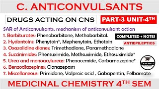 Anticonvulsant or Antiepileptic complete SAR  Mechanism  Part3 Unit4  Medicinal Chemistry 1 [upl. by Palmira252]