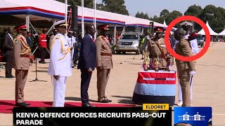 KDF RECRUIT BLUNDERS AS HIS MILITARY CAP FALLS IN FRONT OF RUTO HIS COMMANDER KDF PASS OUT [upl. by Llyrad]