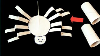 Halloween Spider with Toilet Roll II DIY Halloween II Halloween Craft for Kids [upl. by Ahsiya]