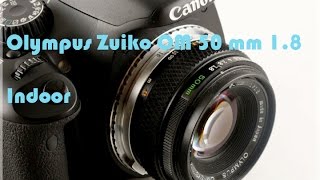 Olympus Zuiko OM 50 mm 18 on Canon EOS Indoors [upl. by Rawdan637]