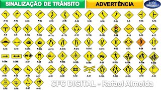 Sinalização de Trânsito  Placas de Advertência e seus significados [upl. by Akemor700]