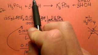 How many mL of a 0345M phosphoric acid solution are required to neutralize 125 mL of a 0123M KOH solution [upl. by Wendall408]