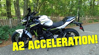 2020 Kawasaki Z650 A2 35kW acceleration [upl. by Ahsem]