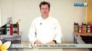 Knife Skills  How to Brunoise a Shallot [upl. by Ahsitul881]