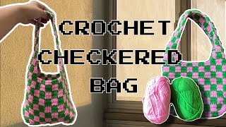 CROCHET CHECKERED BAG  jadehiacynth [upl. by Groeg]