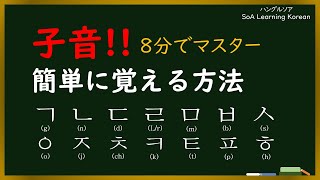 【韓国語のハングル子音】8分で終わる基本子音！これでマスター！v12 筆記バージョン [upl. by Hsima936]