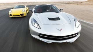 2014 Chevrolet Corvette Stingray vs 2014 Porsche Cayman S  Track Tested [upl. by Atahs]