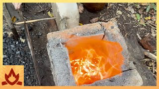 Primitive Technology OneWay Blower Iron Smelt amp Forging Experiment [upl. by Burn510]