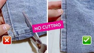 How to Hem Jeans Without Cutting Original Hem by hands [upl. by Nahsin293]