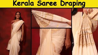 Onam Special  Kerala Saree Draping  Easy tutorial  SD VLOGS [upl. by Brost]