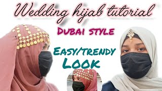 Wedding Hijab Tutorial 🌟 tiara maangtika look  Modestybyshazia [upl. by Mcwherter]