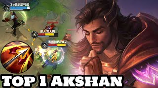 Wild Rift Akshan  Top 1 Akshan Gameplay Rank Grandmaster [upl. by Enedan]