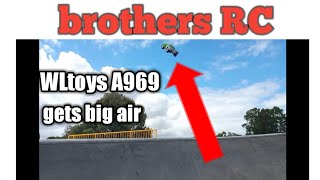 WLtoys A969 at skate park and gets big air WLtoys 12428 first time [upl. by Thalia]