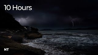 Lightning Ocean Thunderstorm  Stormy Weather Ocean Waves Rolling Thunder amp Rain Sounds for Sleep [upl. by Akyssej957]