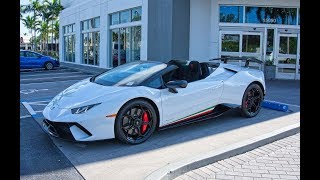 Lamborghini Huracan Performante Spyder LOUD ANGRY BEAST Delivery to Lamborghini Miami [upl. by Torr607]