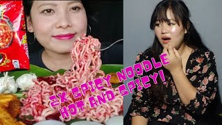 2x Spicy Noodle Eating ChabdaNgaojei Reaction [upl. by Barb263]