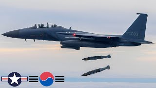 ROK amp US Air Force Powerful F15K Slam Eagle and F16 Fighting Falcon Precision bombing training [upl. by Sosthina]