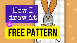 Free printable cross stitch patterns with rabbit How I draw it Free embroidery designs Shorts [upl. by Suk617]