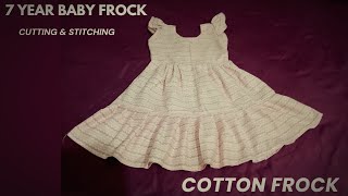 Cotton Frock cutting and stitching  7 Year girl frock cutting and stitching [upl. by Tsirhc651]