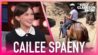 Priscilla Star Cailee Spaeny Shares Awkward Horseback Riding Moment With Jacob Elordi [upl. by Keyte301]