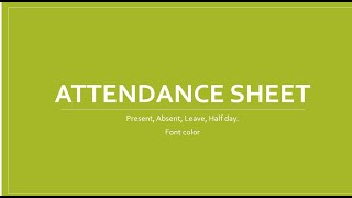 How To Make Attendance Sheet In Excel By Conditional Formatting [upl. by Anevad764]