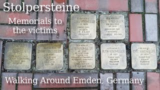 Stolpersteine or quotStumbling Stonesquot in Rememberance  Walking Around Emden Germany [upl. by Guimond962]