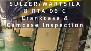 SULZER 8 RTA 96 C Marine Diesel Engine Crankcase and Camcase Inspection Two Stroke Marine Diesel [upl. by Missy]