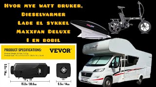 Dieselvarmer  Inverter  El sykkel  Maxxfan  Victron  Hvor mye watt bruker dette i en bobil [upl. by Sivle235]