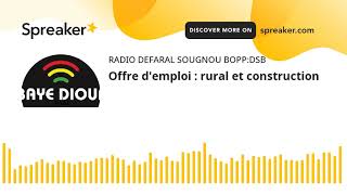 Offre demploi  rural et construction [upl. by Ennoira558]