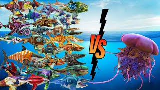 Hungry Shark World  All Sharks amp And Skin VS Lion Jelly Fish [upl. by Chicoine]