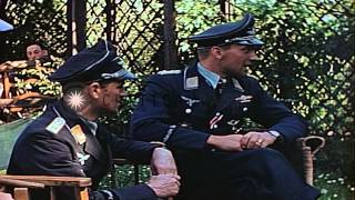 Ace German Air Force Stuka dive bomber pilot HansUlrich Rudel in a garden with AHD Stock Footage [upl. by Ahselyt59]