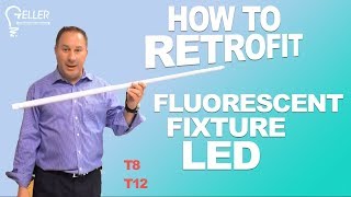 HOW TO RETROFIT A T8 or T12 FLUORESCENT FIXTURE TO LED  GELLER LIGHTING [upl. by Haronid]