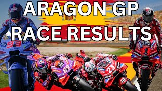 Aragon Gp MotoGP Race Results  Motogp News 2024 [upl. by Haliek]