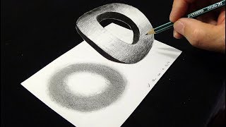 Drawing 3D Letter O  How to Draw 3D Letter O  By Vamos [upl. by Yntirb490]