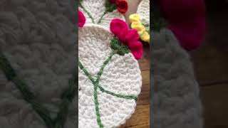 Crochet 3D Flower Coasters shorts [upl. by Anirbac]