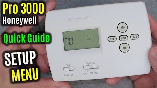 Honeywell Home PRO 3000  SETUP Menu  7day Programmable Digital Thermostat [upl. by Adnohsar]